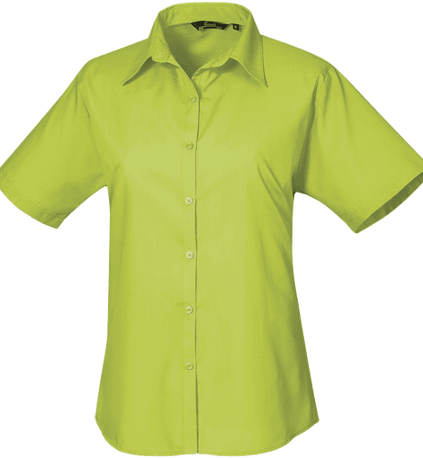 Premier Short Sleeve Poplin Blouse Plain Work Shirt